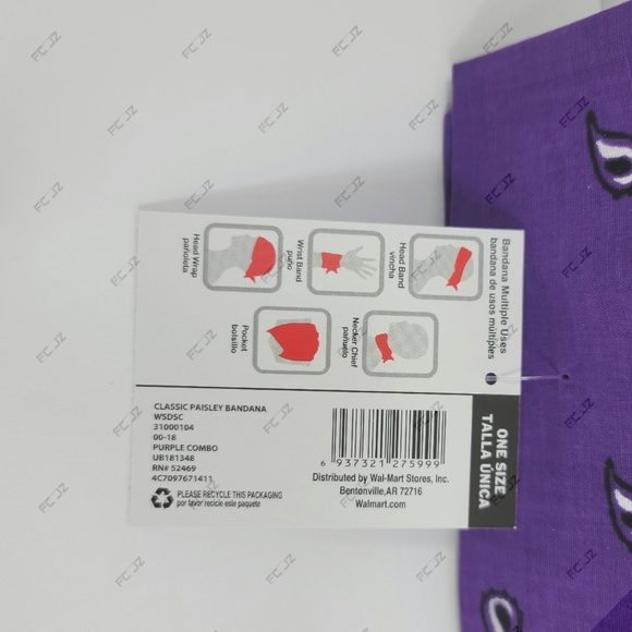 Paisley Bandana Multiple Use PurpleCombo (21" x 21") 100% Cotton ~ NEW - Picture 2 of 3